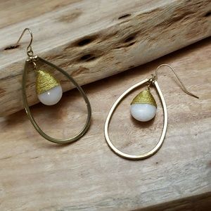 Jewelry - Boho Gold metal and Crystal dangle hoop earrings Jewelry - Boho Gold metal and Crystal dangle hoop earrings